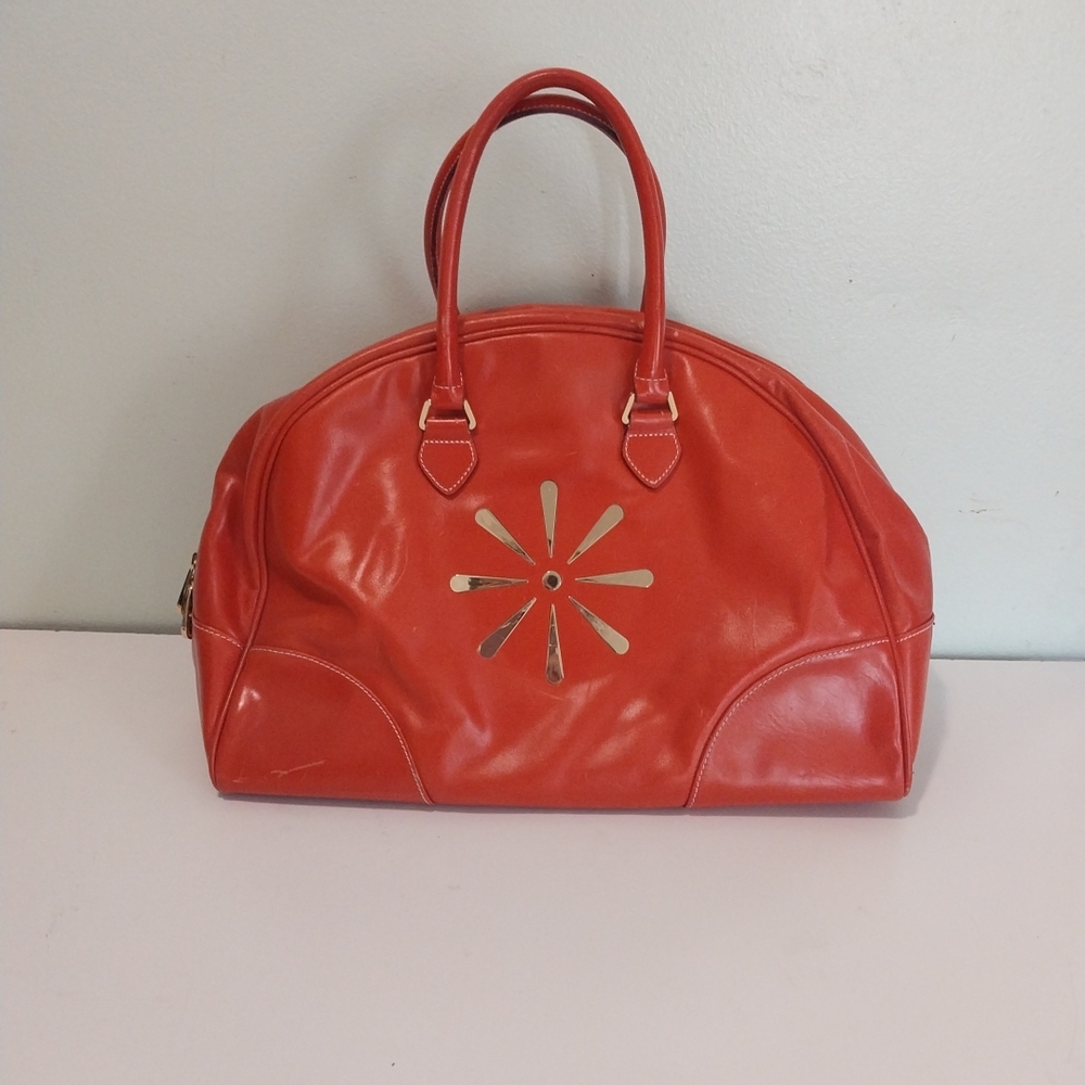Isaac Mizrahi Red Tote Bag with Gold Accent